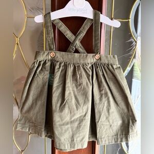 NWT Carters Little Planet Olive Green Corduroy Pinafore Style Skirt Size 12M